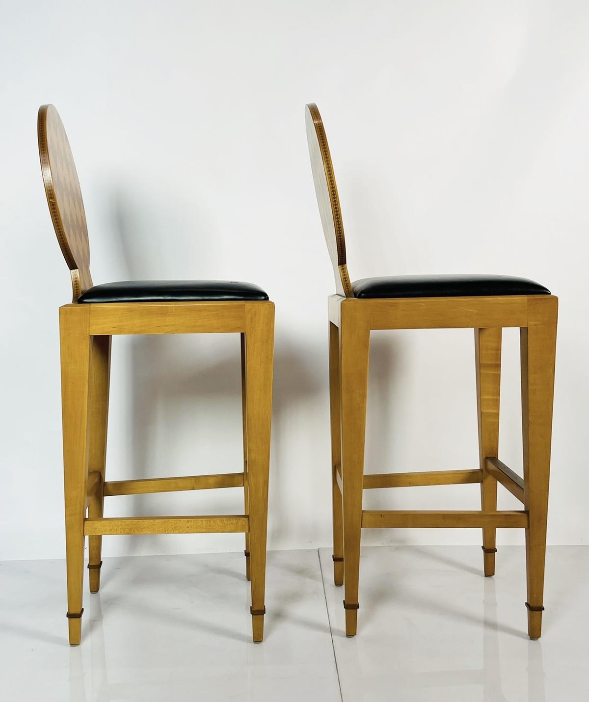 Pair of Paris Hall Harlequin Bar Stools by John Hutton for Donghia In Good Condition In Los Angeles, CA