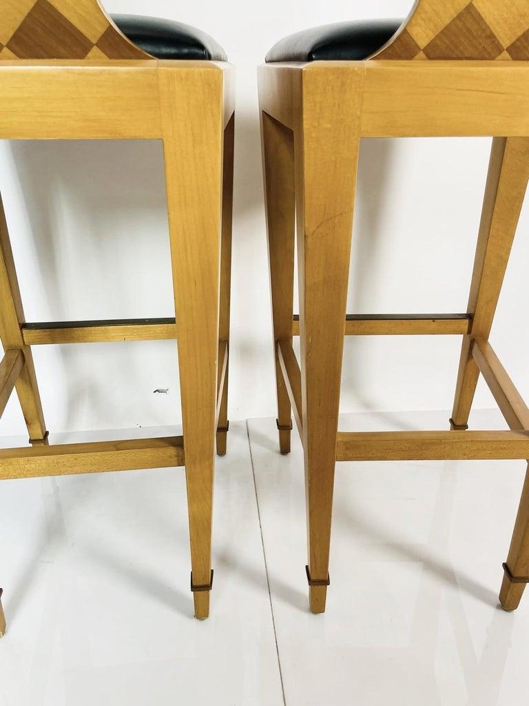 Pair of Paris Hall Harlequin Bar Stools by John Hutton for Donghia For Sale 1