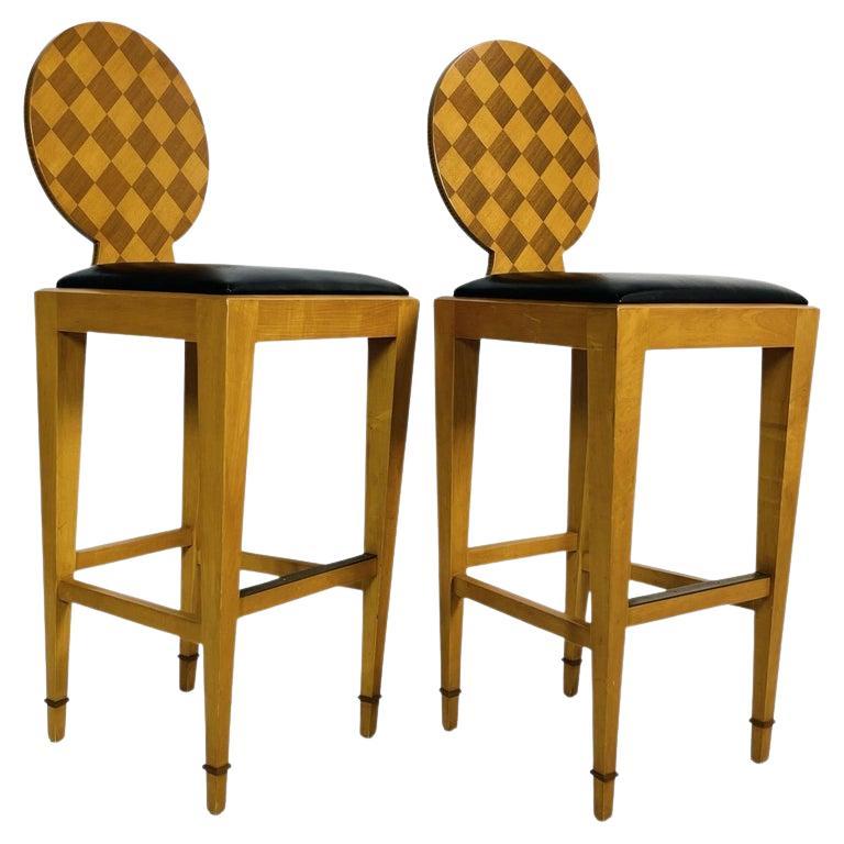 Pair of Paris Hall Harlequin Bar Stools by John Hutton for Donghia For Sale