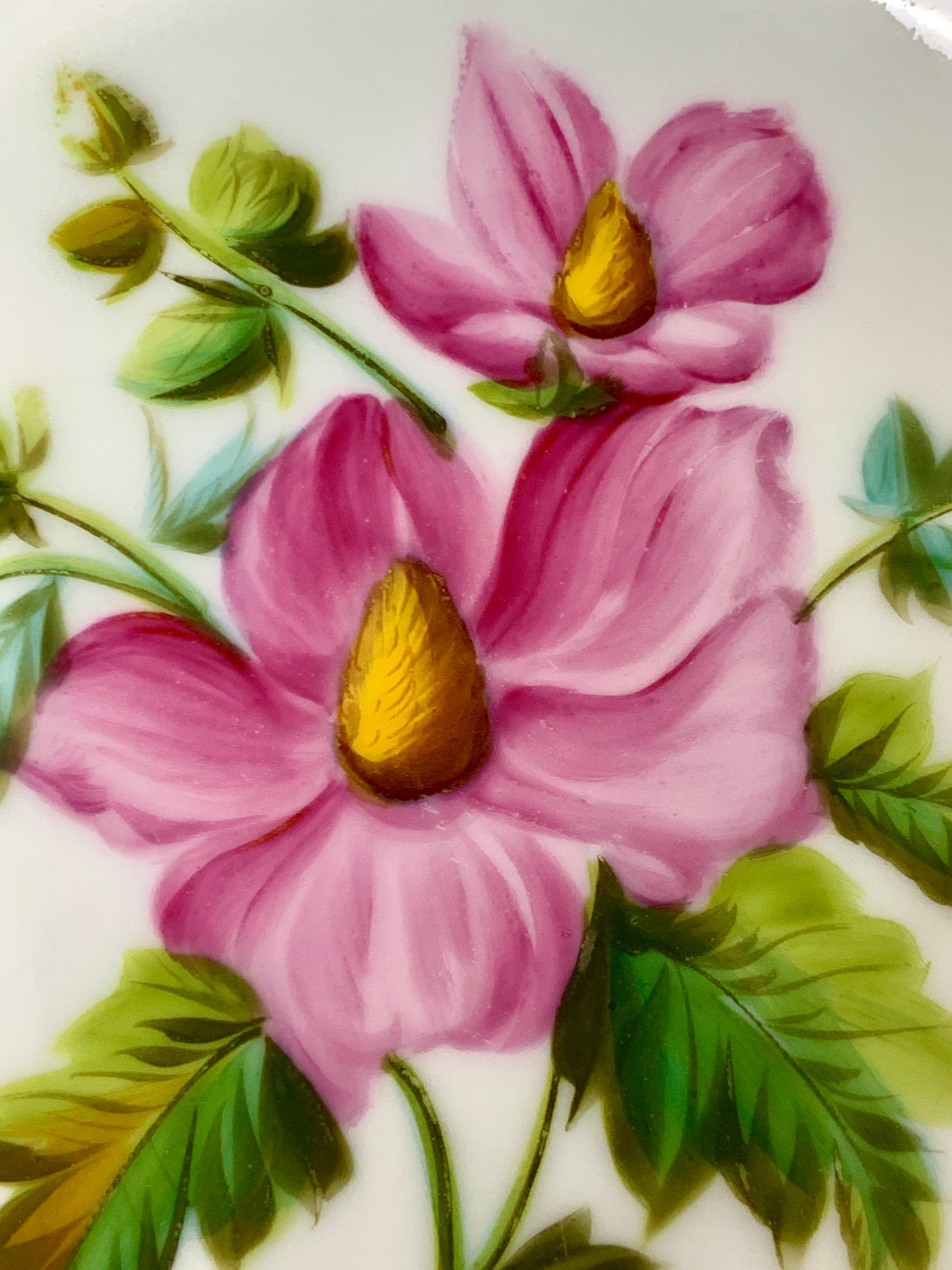 Hand-Painted Pair of Paris Porcelain Botanical Dishes Painted by Feuillet, Circa 1850 For Sale