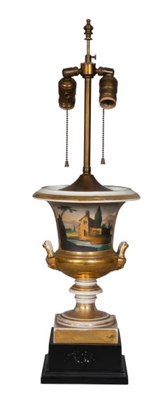 Pair of Paris Porcelain Campagna Form Table Lamps with New Shades