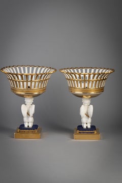 Pair of Paris Porcelain Figural Baskets, circa 1840