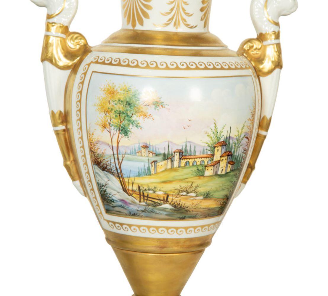 Empire Pair of Paris Porcelain Lamps For Sale