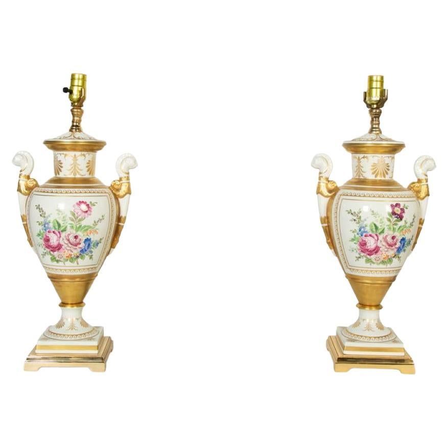 Pair of Paris Porcelain Lamps For Sale