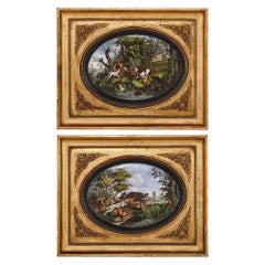 Antique Pair of Paris Porcelain Plaques after Desportes