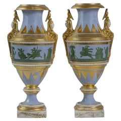 Pair of Paris Porcelain Powdered Blue Vases, circa 1820
