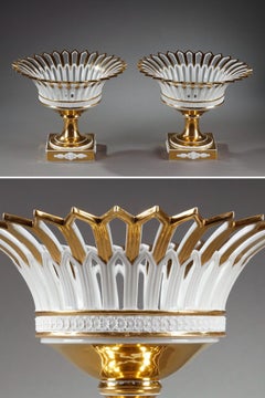 Pair of Paris porcelain standing baskets, Empire-period