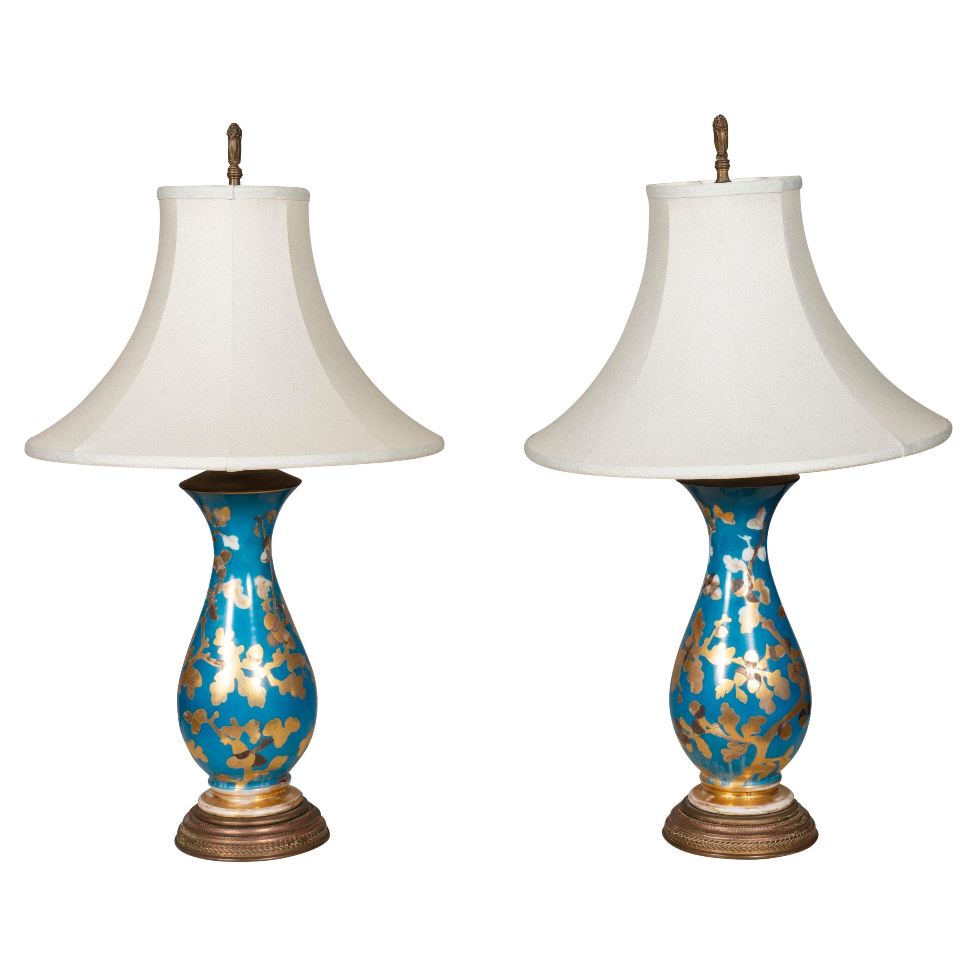Pair of Paris Porcelain Table Lamps For Sale