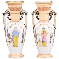 Pair of Paris Porcelain Two Handled Vases, circa 1840