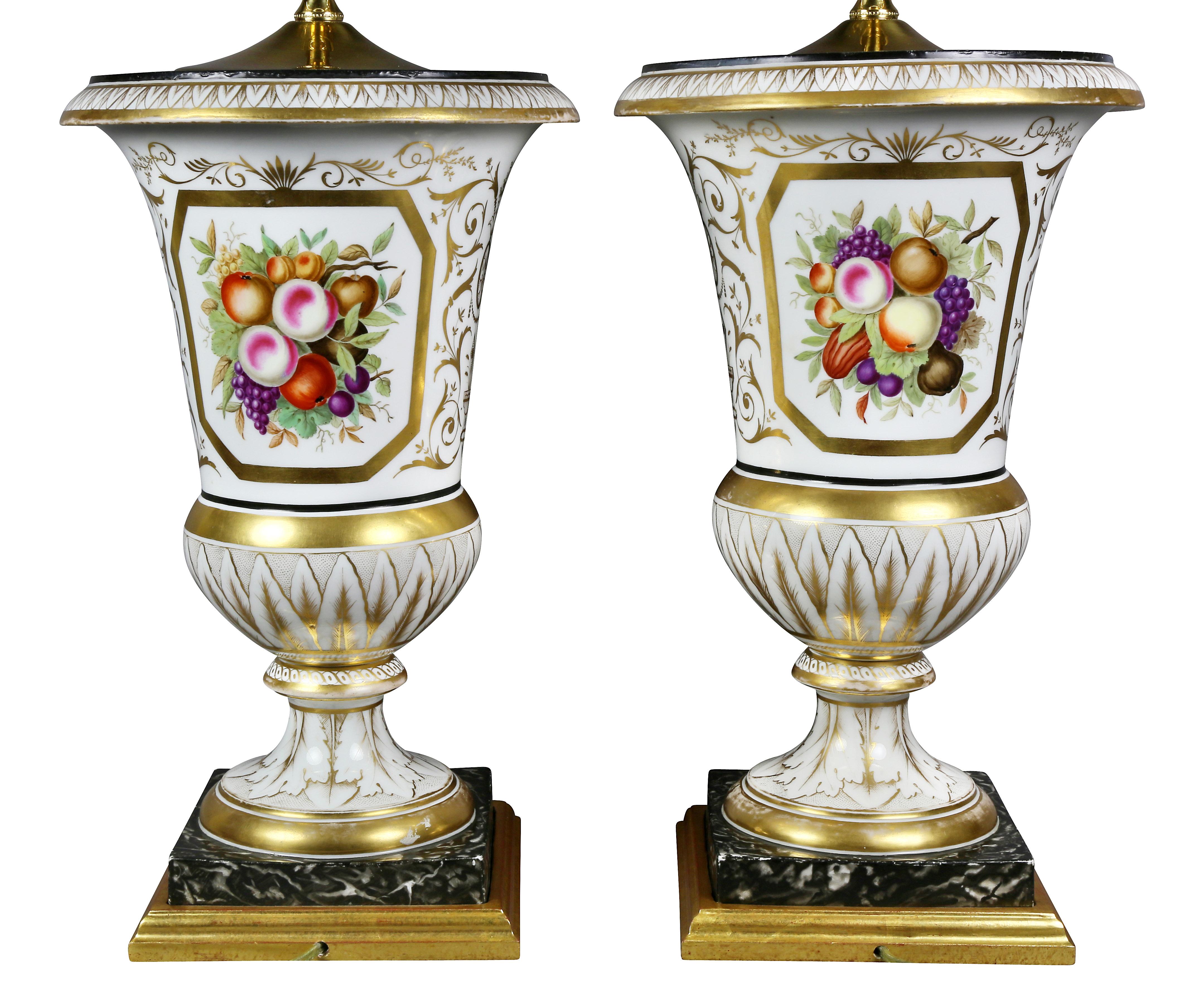 Pair of Paris Porcelain Urn Form Table Lamps 4