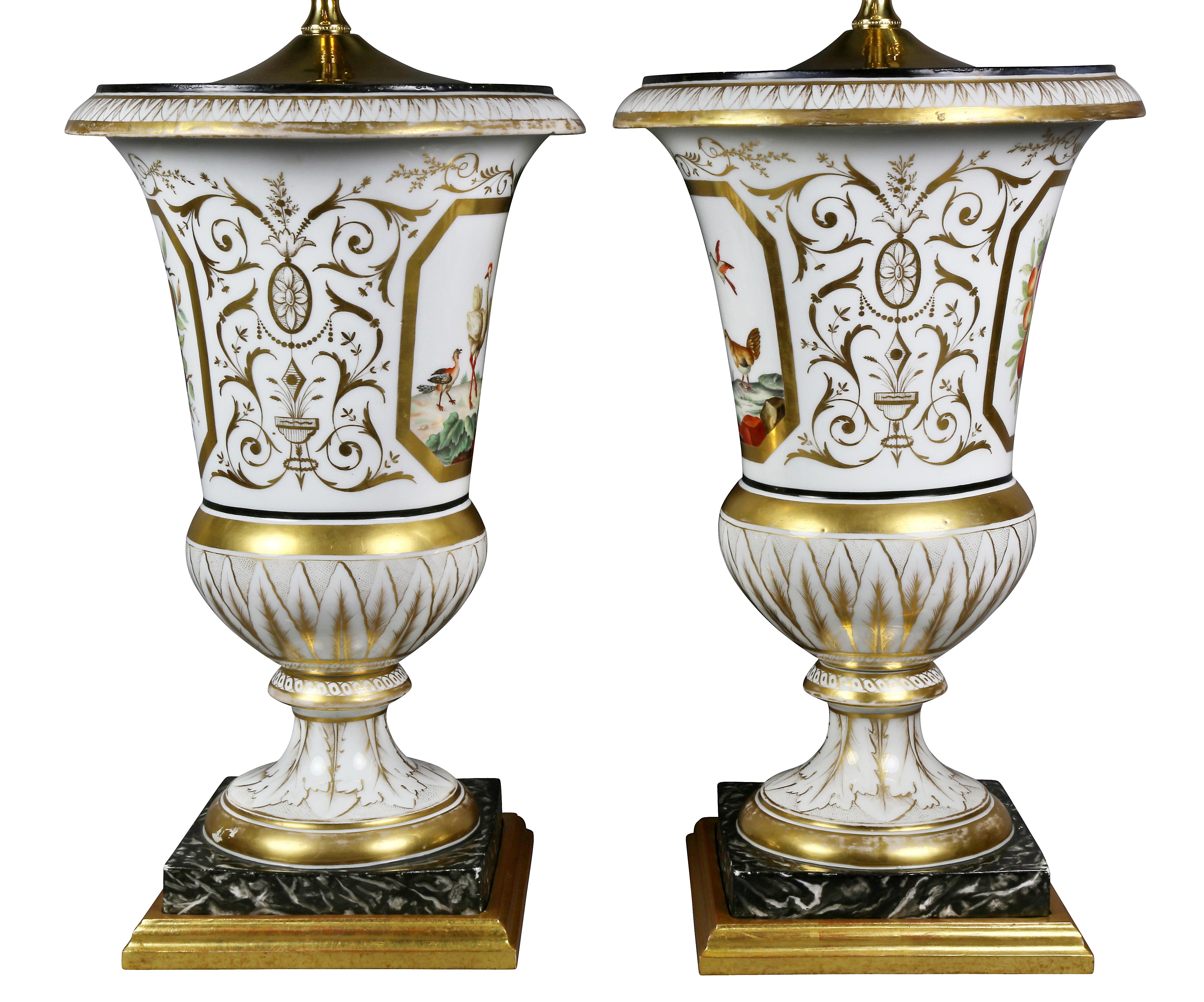 Pair of Paris Porcelain Urn Form Table Lamps 3