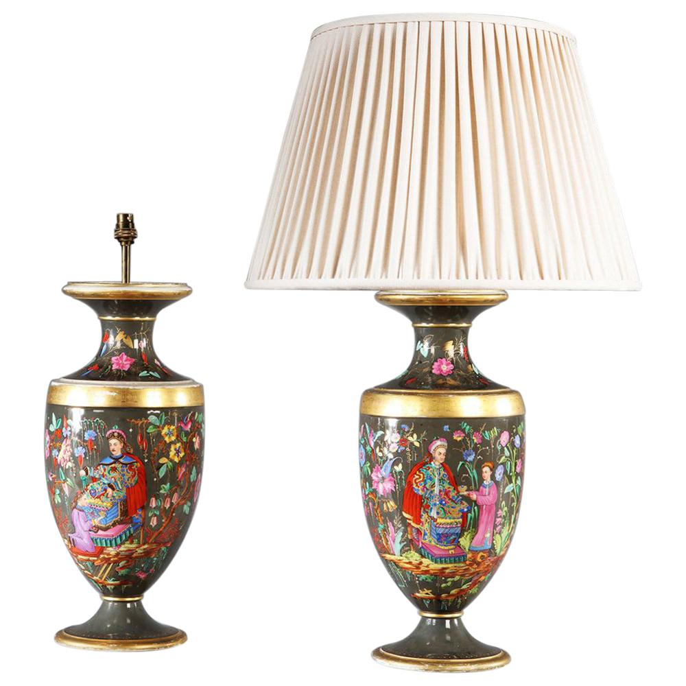 Pair of Paris Porcelain Vases as Lamps