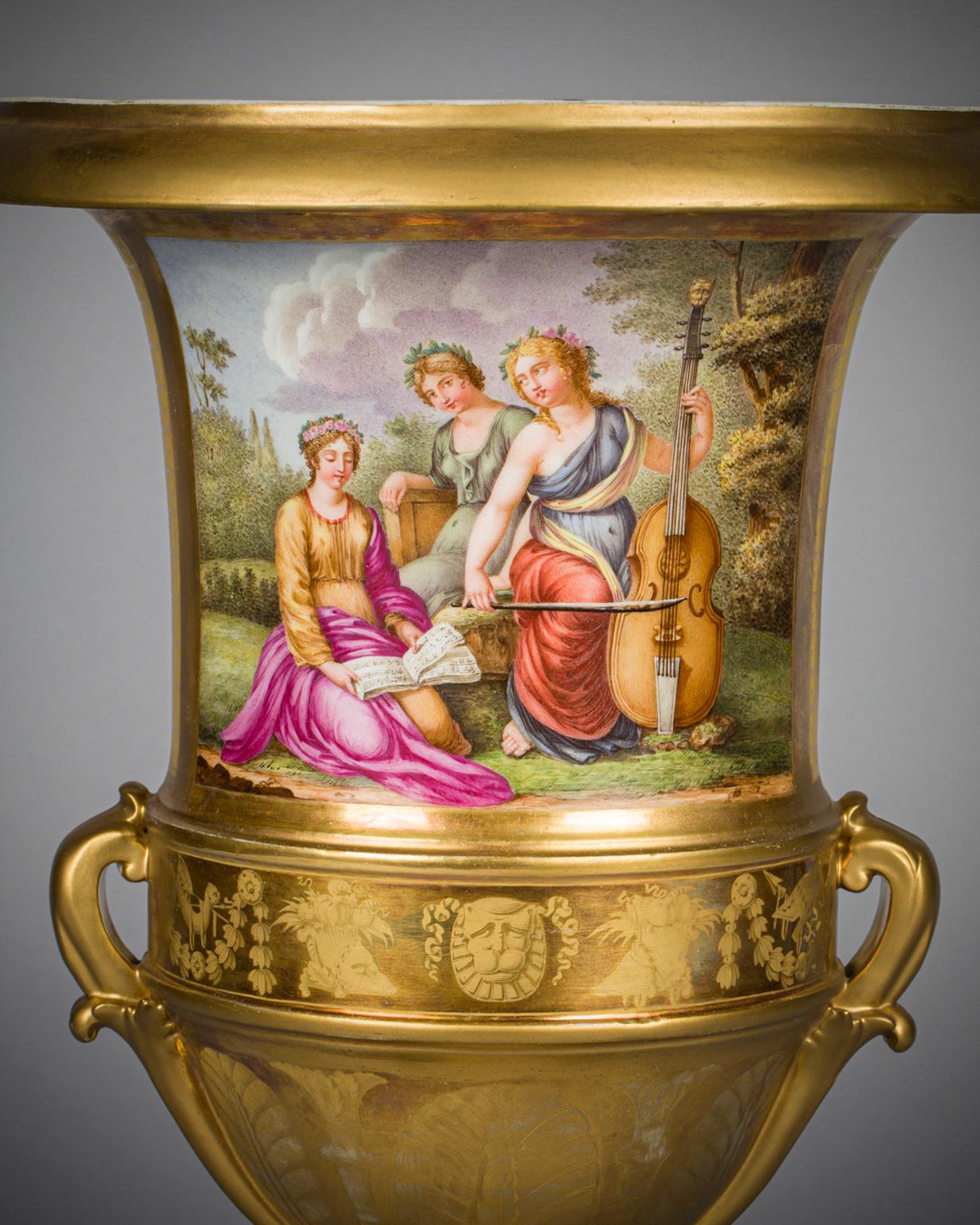 French Pair of Paris Porcelain Vases, circa 1820 For Sale