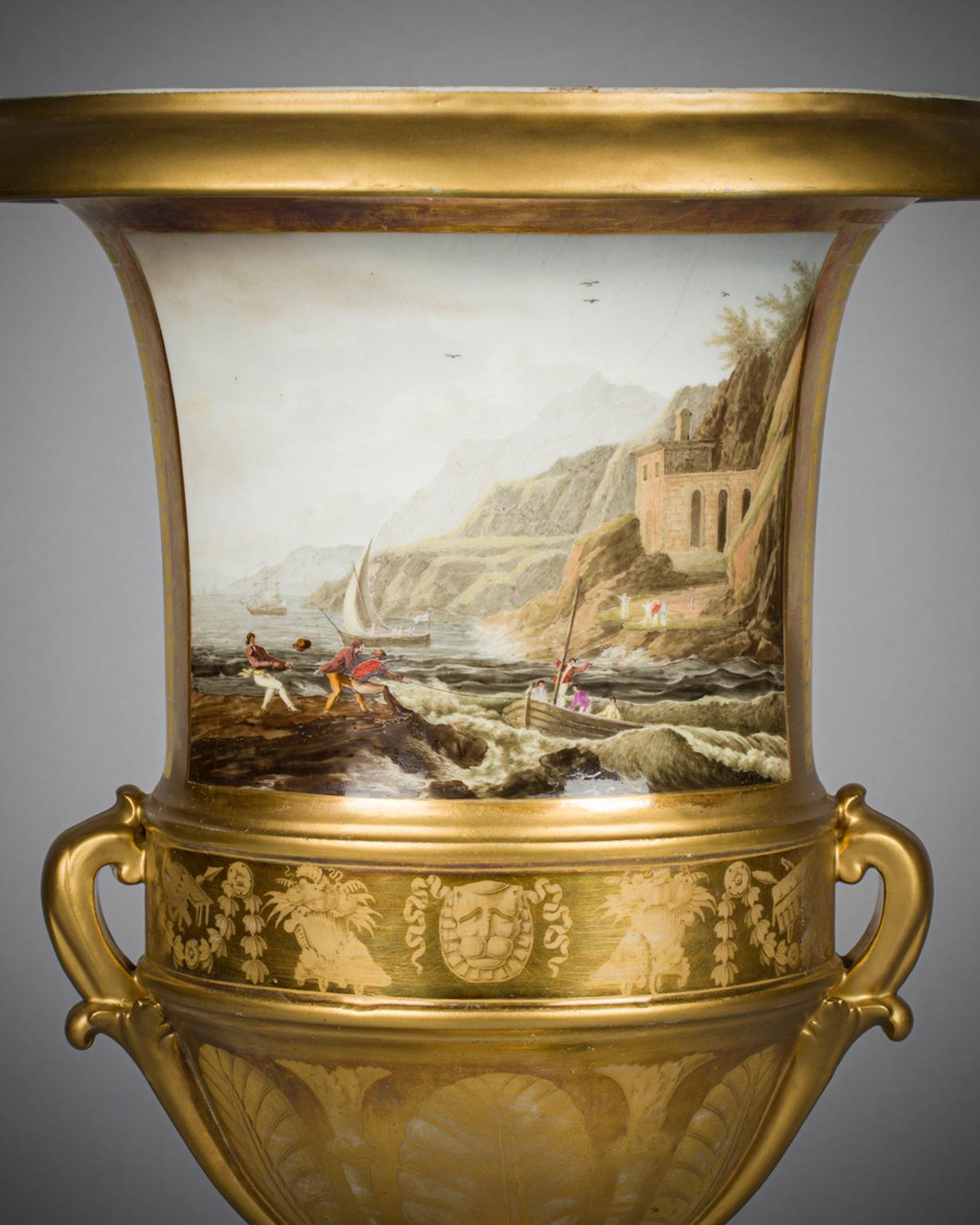 Inizio XIX secolo Coppia di vasi in porcellana di Parigi, 1820 circa in vendita