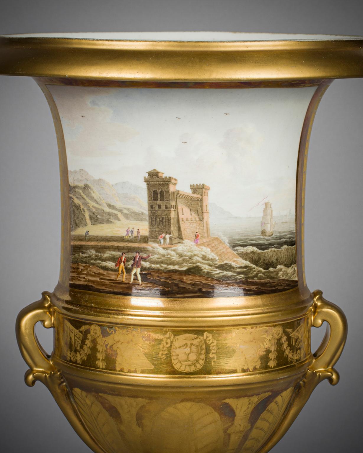 Pair of Paris Porcelain Vases, circa 1820 For Sale 1