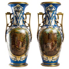 Pair of Paris Porcelain Vases Second Half of the 19th Century