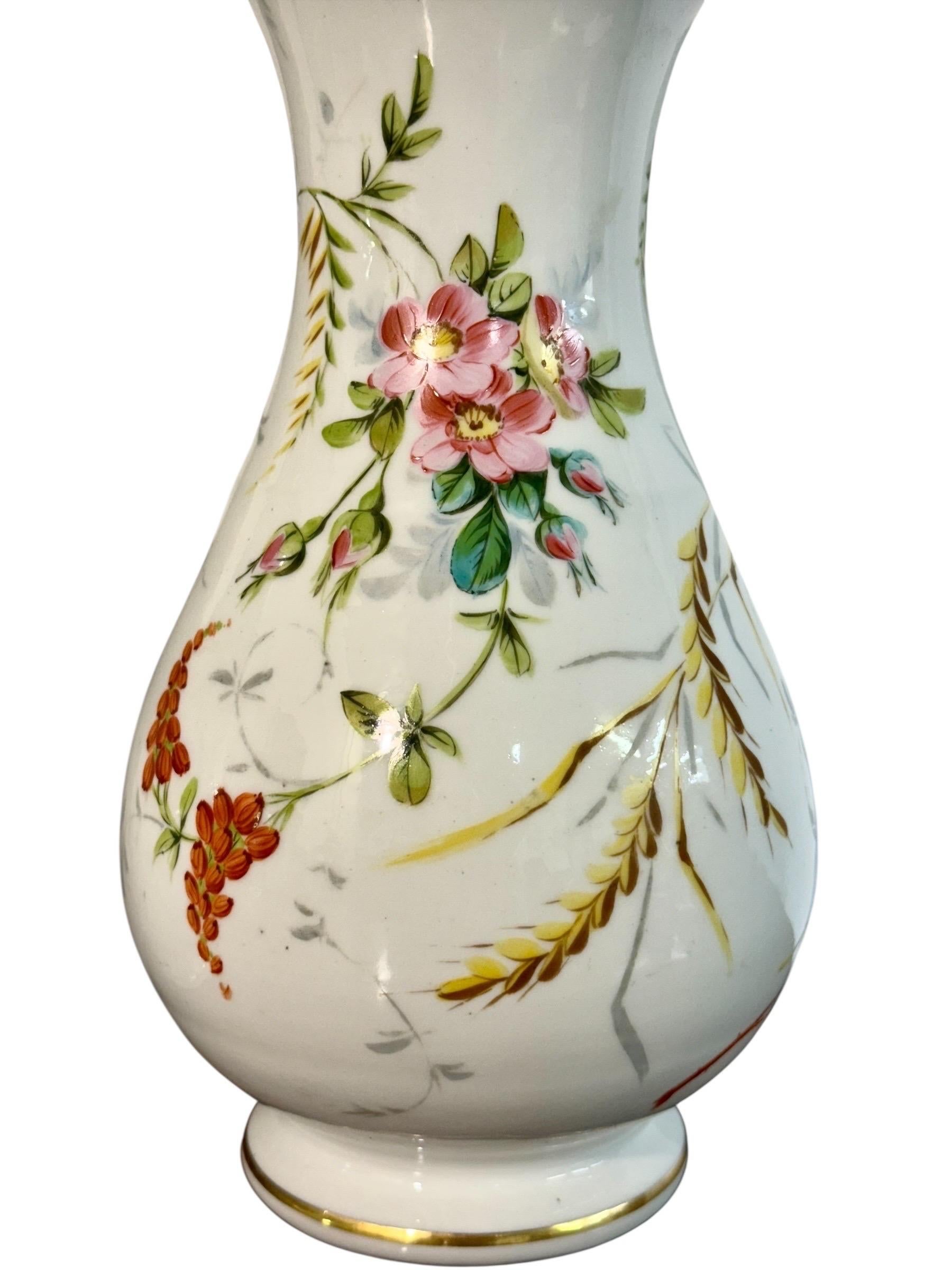 Paar Pariser Porzellanvasen mit handgemalten Blumensträußen, um 1880 im Angebot 4