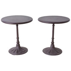 Pair of Parisian Style Iron Bistro Cafe Tables