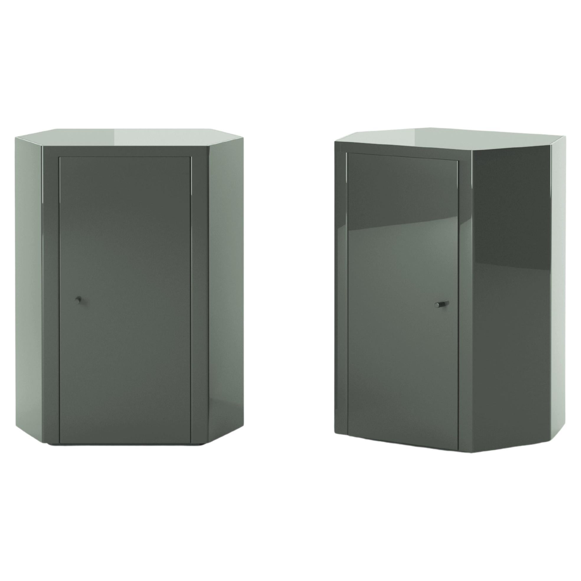 Pair of Park Night Stands in Addo Blue Lacquer by Yaniv Chen for Lemon
