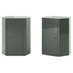 Pair of Park Night Stands in Addo Blue Lacquer by Yaniv Chen for Lemon