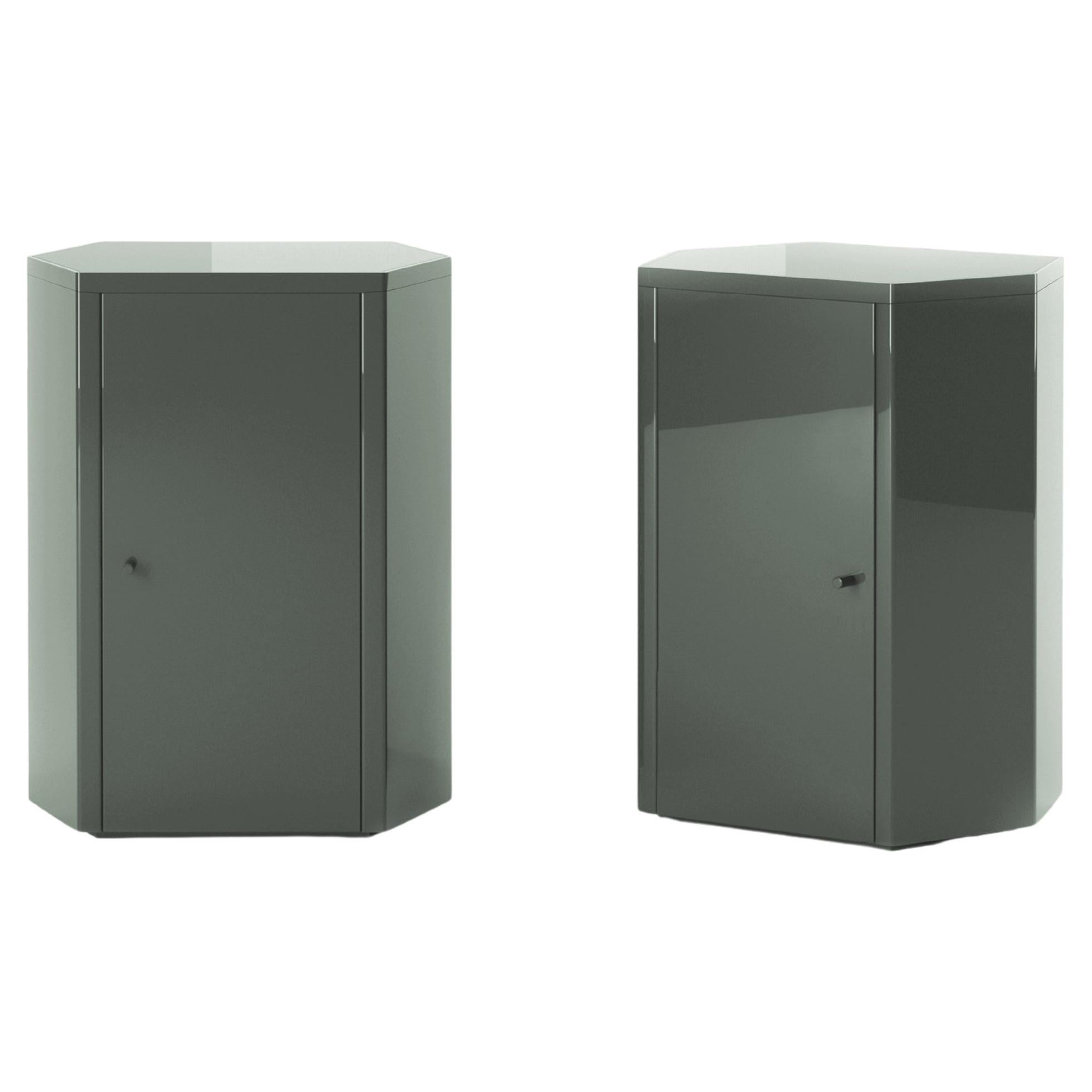 Pair of Park Night Stands in Addo Blue Lacquer by Yaniv Chen for Lemon