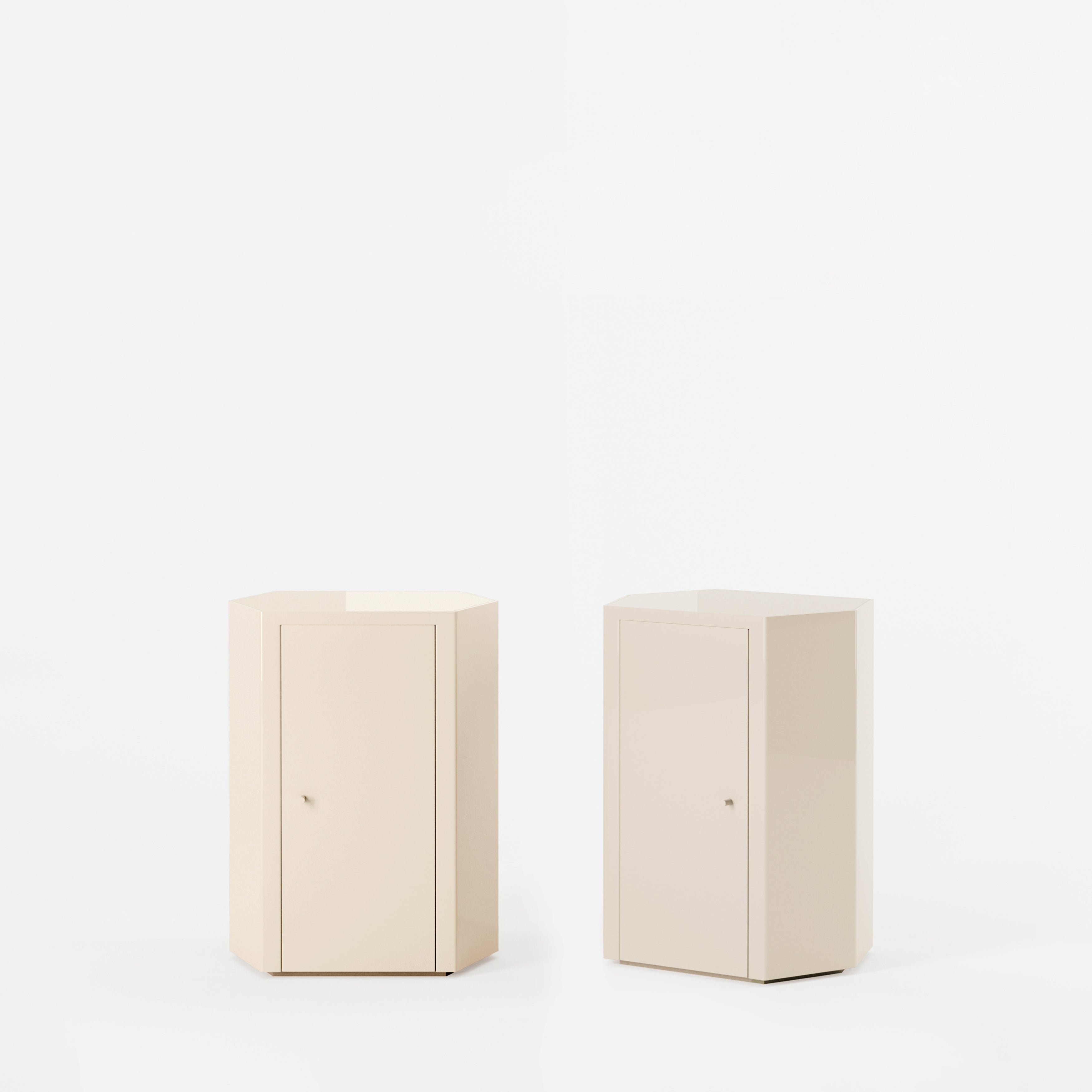 Pair of Park Night Stands in Butter Cream Lacquer by Yaniv Chen for Lemon For Sale
