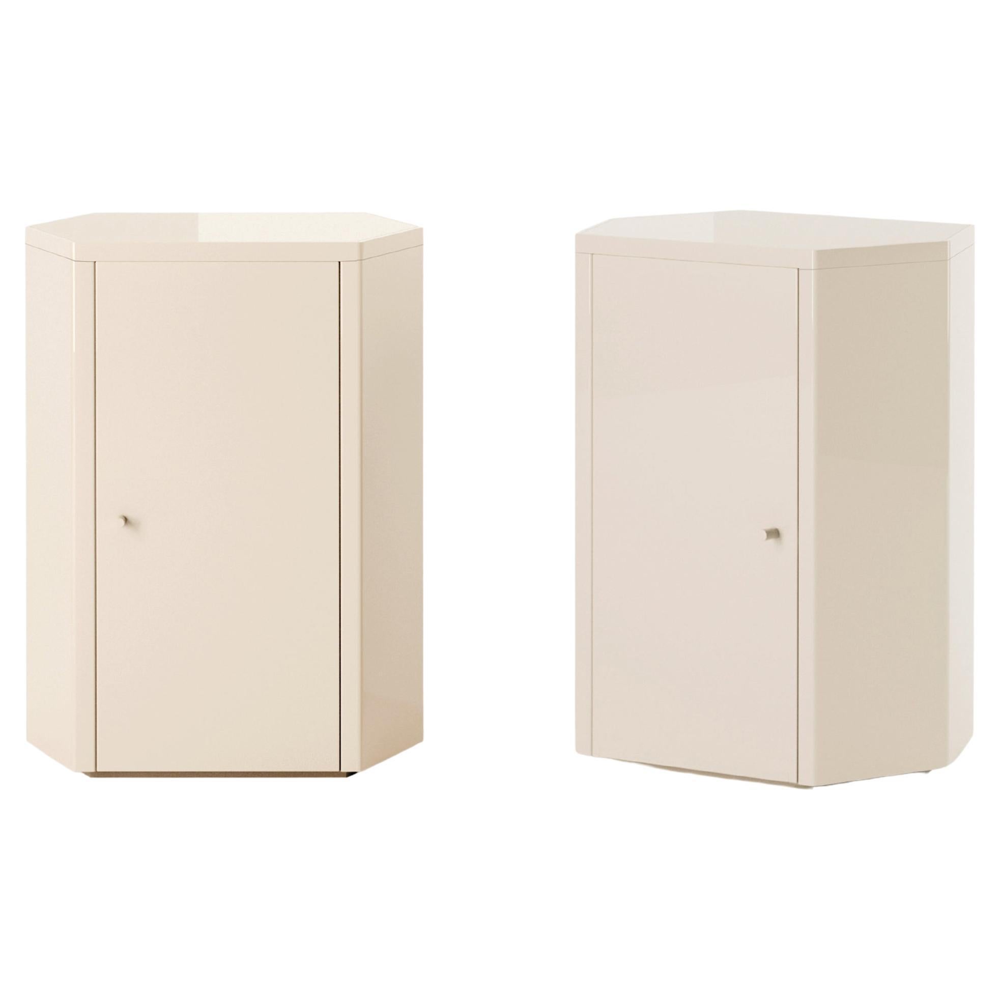Pair of Park Night Stands in Butter Cream Lacquer by Yaniv Chen for Lemon