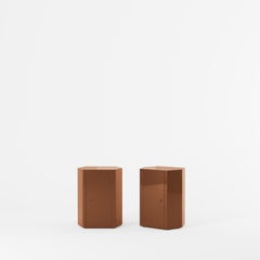 Ein Paar Park Night Stands in Cider Orange Brown Lack von Yaniv Chen für Lemon