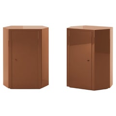 Pair of Park Night Stands in Cider Orange Brown Lacquer by Yaniv Chen for Lemon