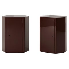 Pair of Park Night Stands in Espresso Brown Lacquer by Yaniv Chen for Lemon