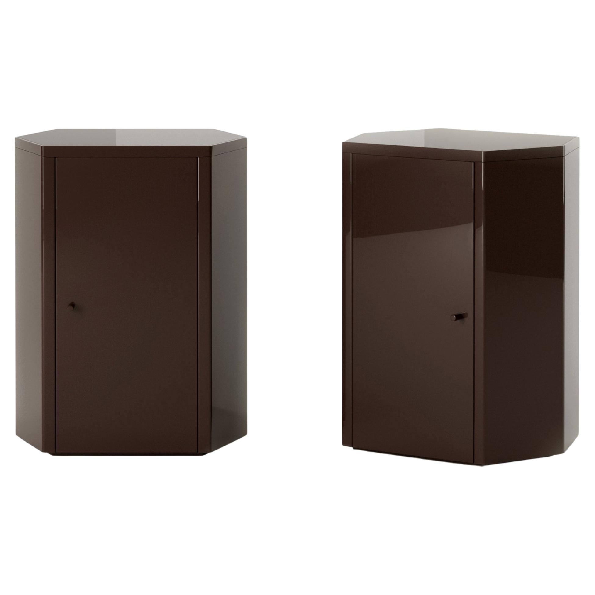 Ein Paar Park Night Stands in Espresso Brown Lack von Yaniv Chen für Lemon