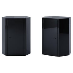 Pair of Park Night Stands in Midnight Navy Lacquer by Yaniv Chen for Lemon