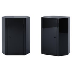 Pair of Park Night Stands in Midnight Navy Lacquer by Yaniv Chen for Lemon Pair of Park Night Stands in Midnight Navy Lacquer by Yaniv Chen for Lemon