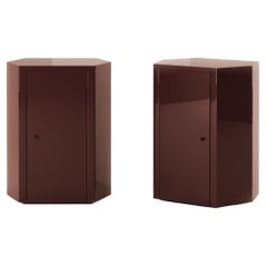 Pair of Park Night Stands in Noir Oxblood Lacquer by Yaniv Chen for Lemon