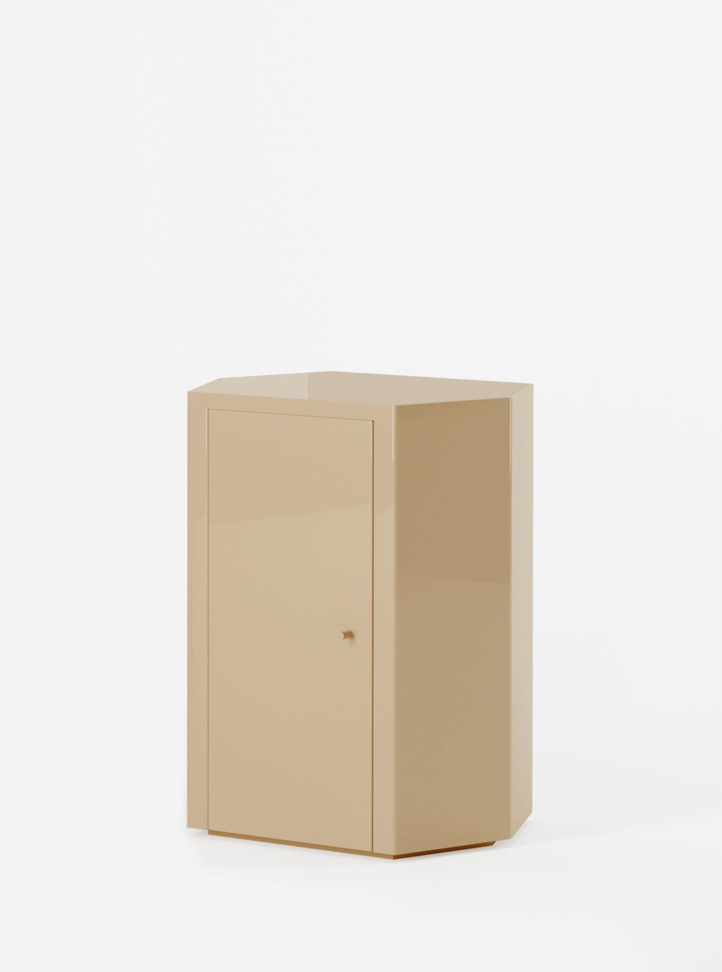 South African Pair of Park Night Stands in Sand Beige Lacquer by Yaniv Chen for Lemon For Sale