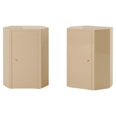Pair of Park Night Stands in Sand Beige Lacquer by Yaniv Chen for Lemon