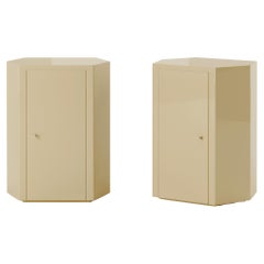 Pair of Park Night Stands in Sand Beige Lacquer by Yaniv Chen for Lemon