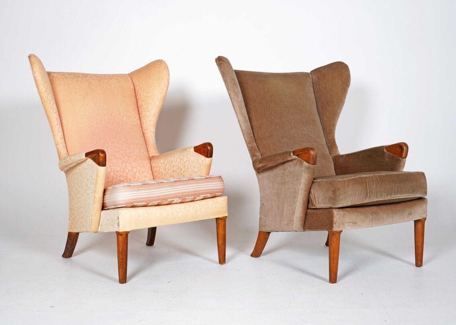 Pair Of Parker Knoll 757 Wingback Armchairs - Papa Bear - Upholstery Project In Good Condition In Dorchester, GB