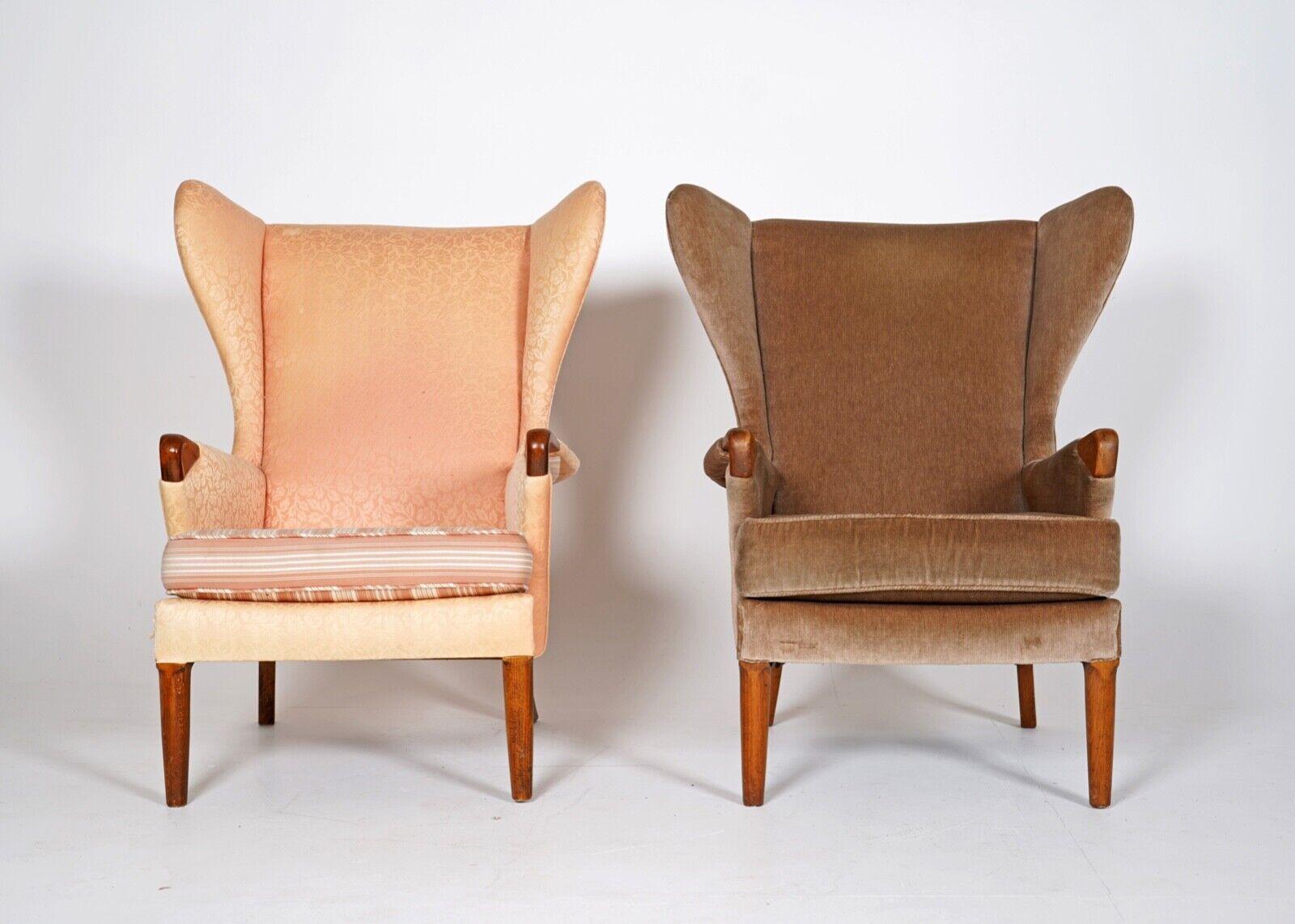 20th Century Pair Of Parker Knoll 757 Wingback Armchairs - Papa Bear - Upholstery Project