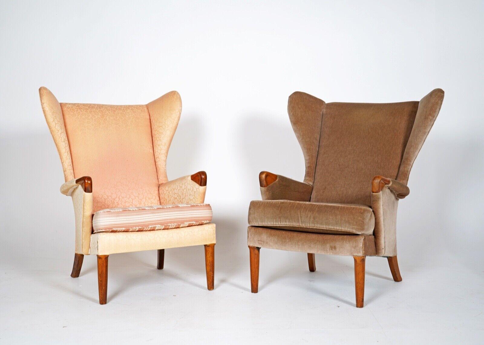 Fabric Pair Of Parker Knoll 757 Wingback Armchairs - Papa Bear - Upholstery Project