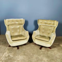 Pair Of Parker Knoll Statesman Swivel Egg Lounge Chairs Mid Century Vintage