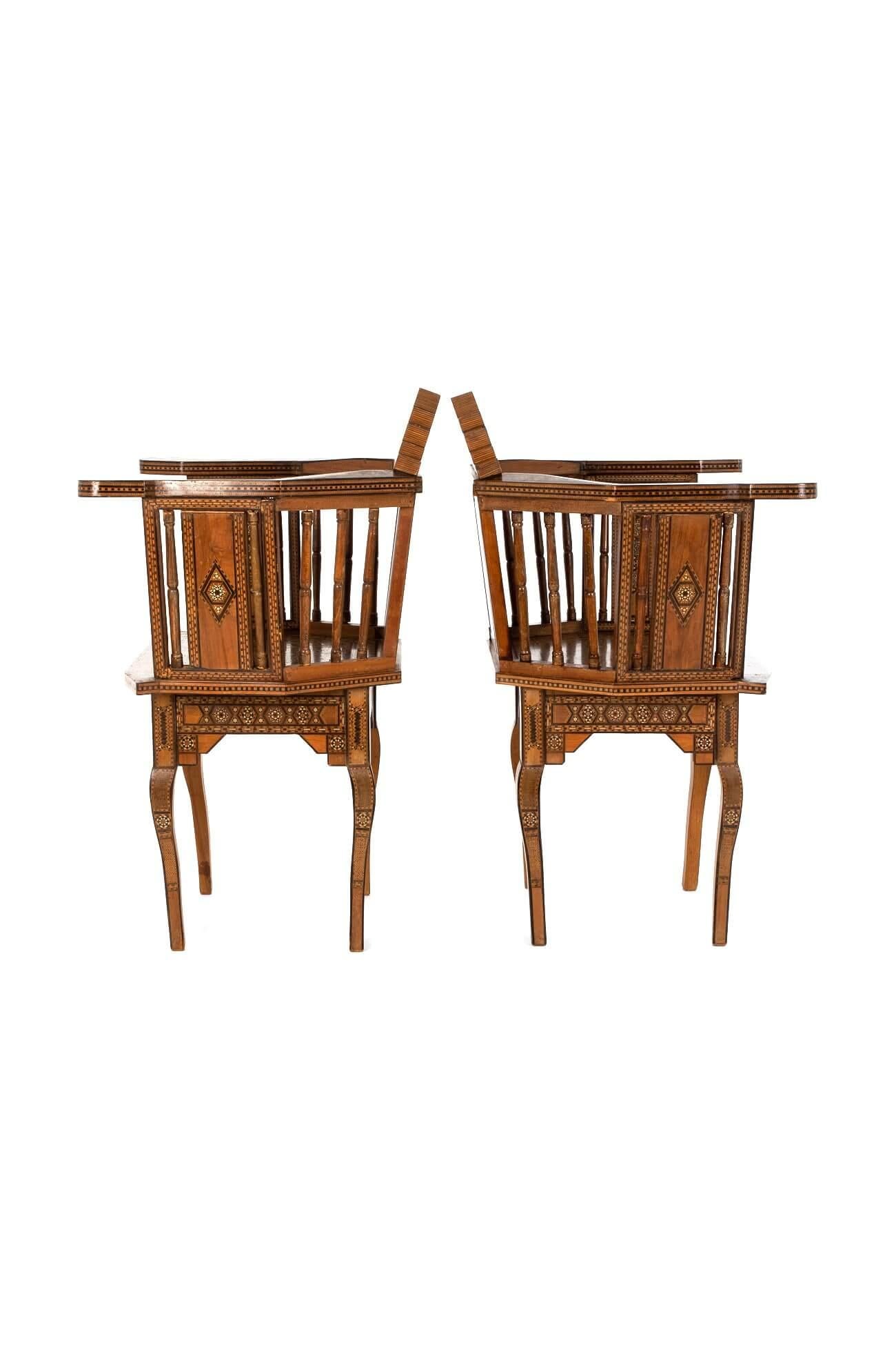 Pair Of Parquetry Middle Eastern Chairs (Katarisch) im Angebot