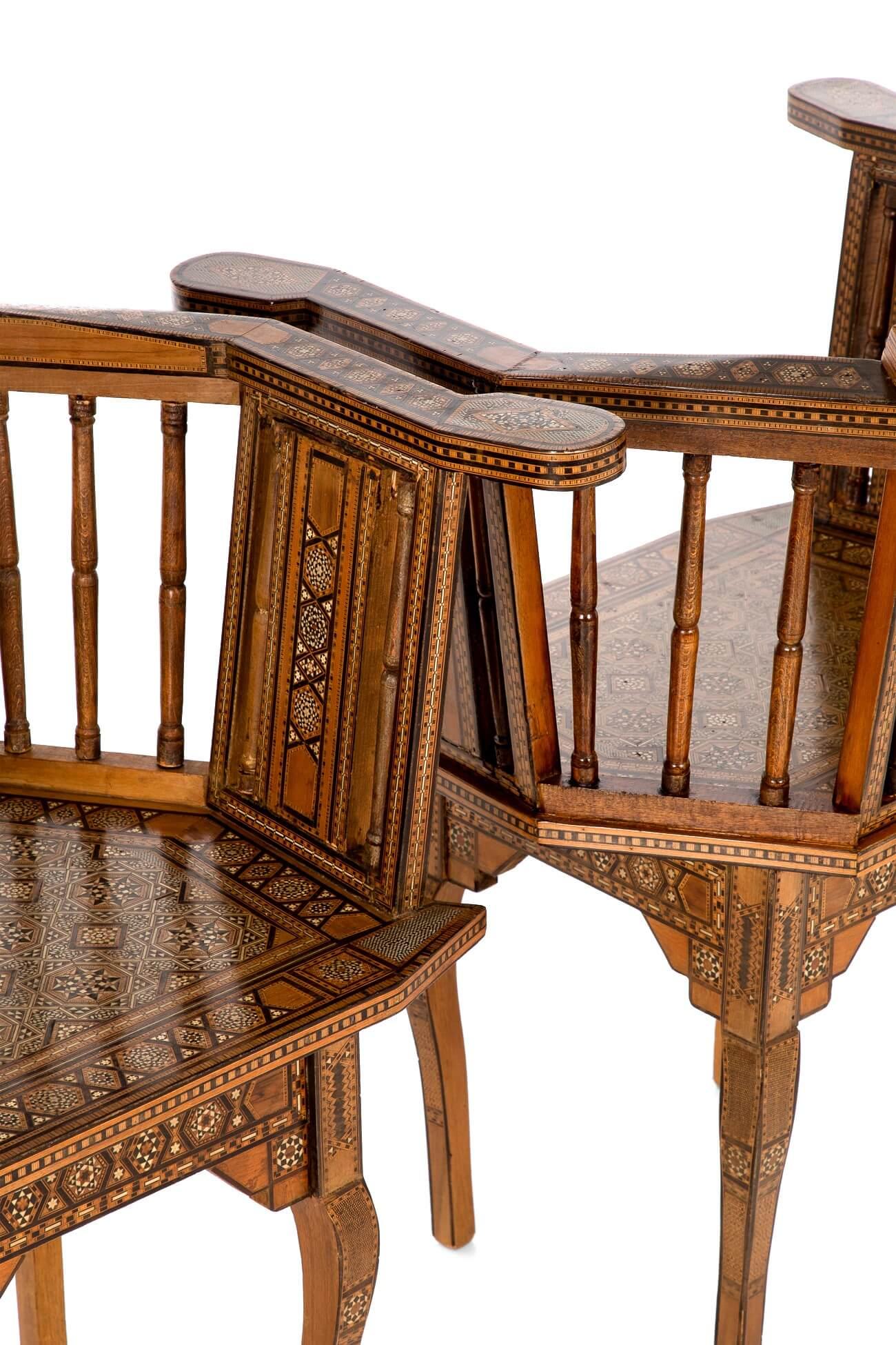 Pair Of Parquetry Middle Eastern Chairs im Zustand „Gut“ im Angebot in Faversham, GB