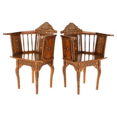 Pair Of Parquetry Middle Eastern Chairs