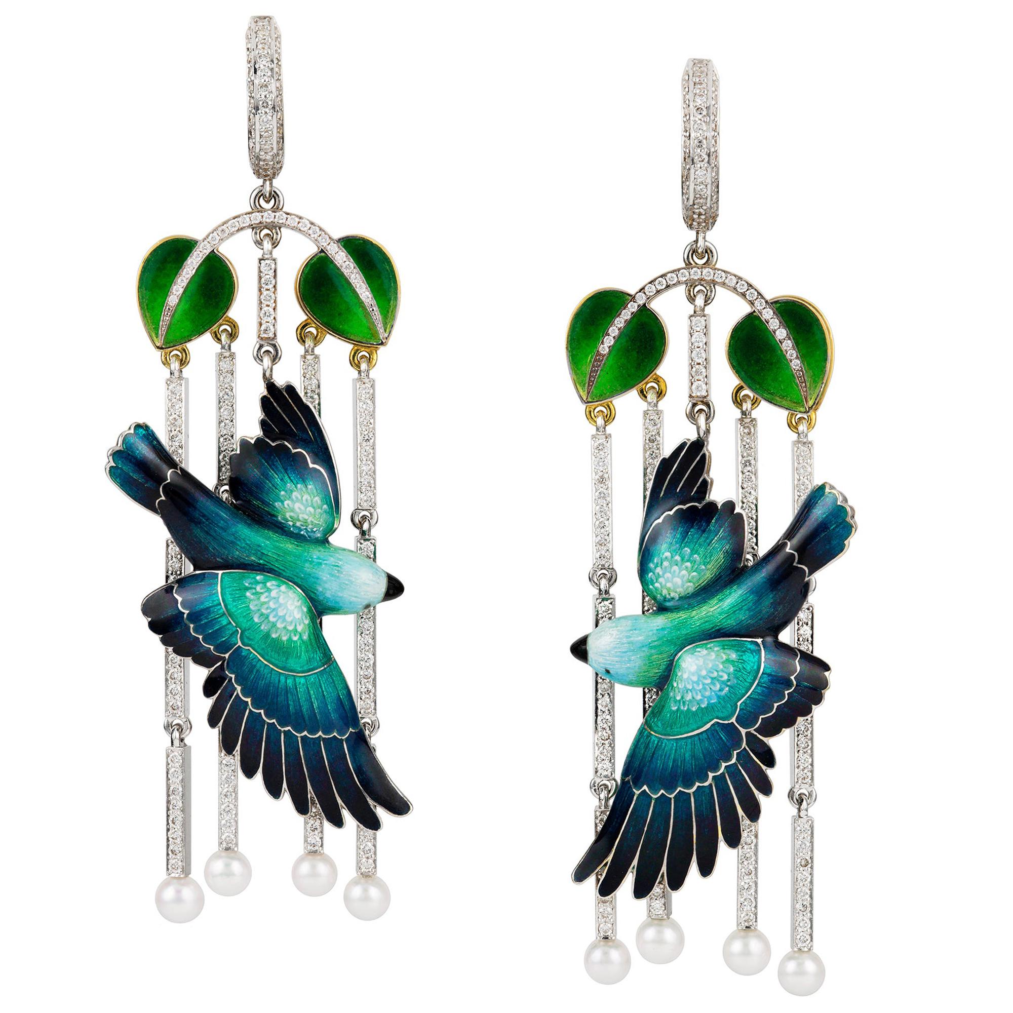 Pair of Parrot Earrings by Ilgiz F For Sale
