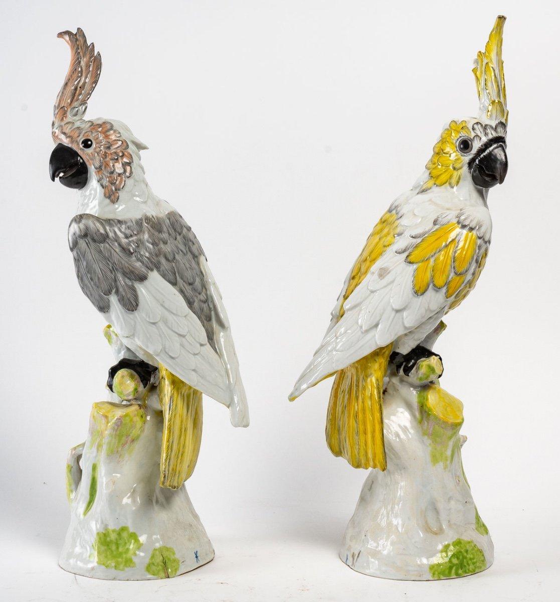 Pair of Parrot Figurines in Meissen Porcelain, Late 19th Century In Good Condition In Saint-Ouen, FR