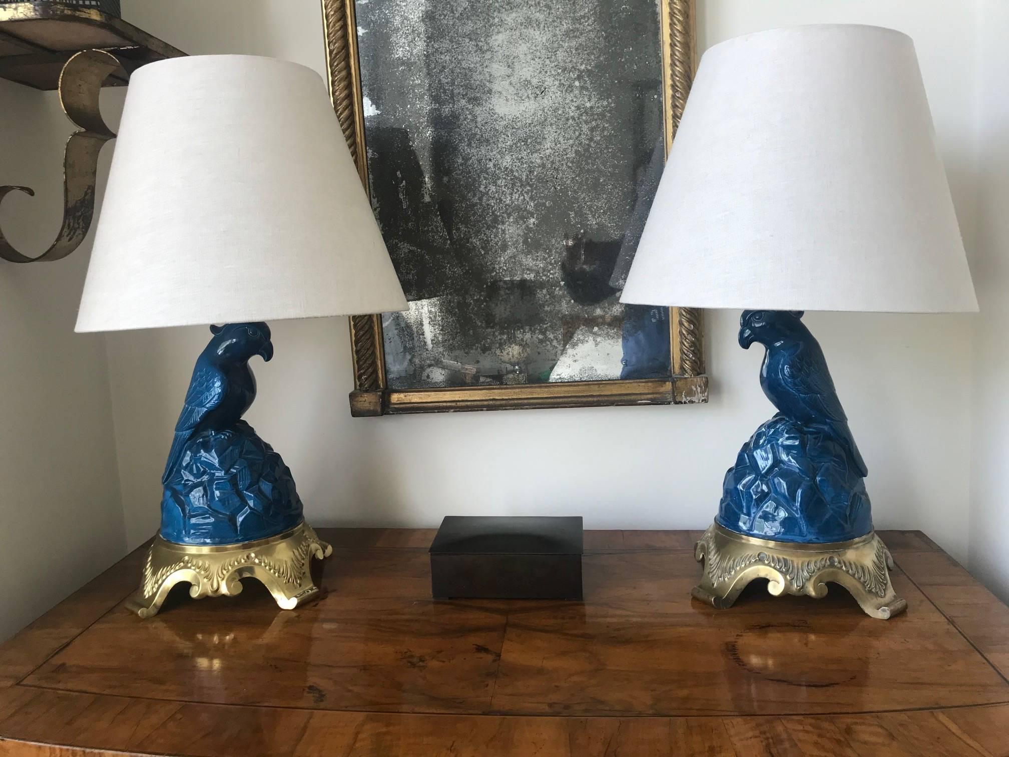 Pair of Parrot Lamps, circa 1930s 7