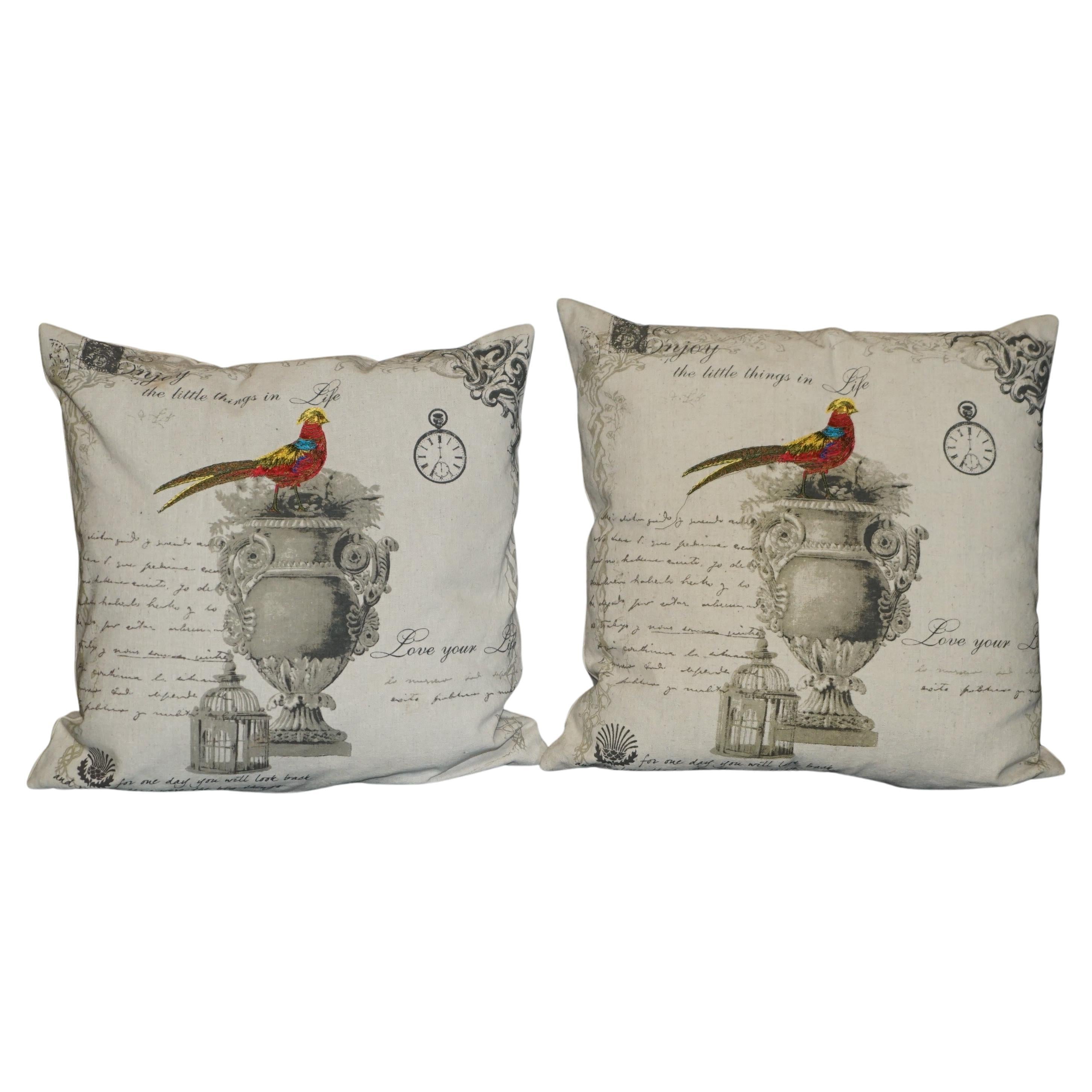 COPPIA DI PARROT ON GRAND TOUR VASO DIVANO POLTRONE CUSCINO BELL'IMBOTTITURA