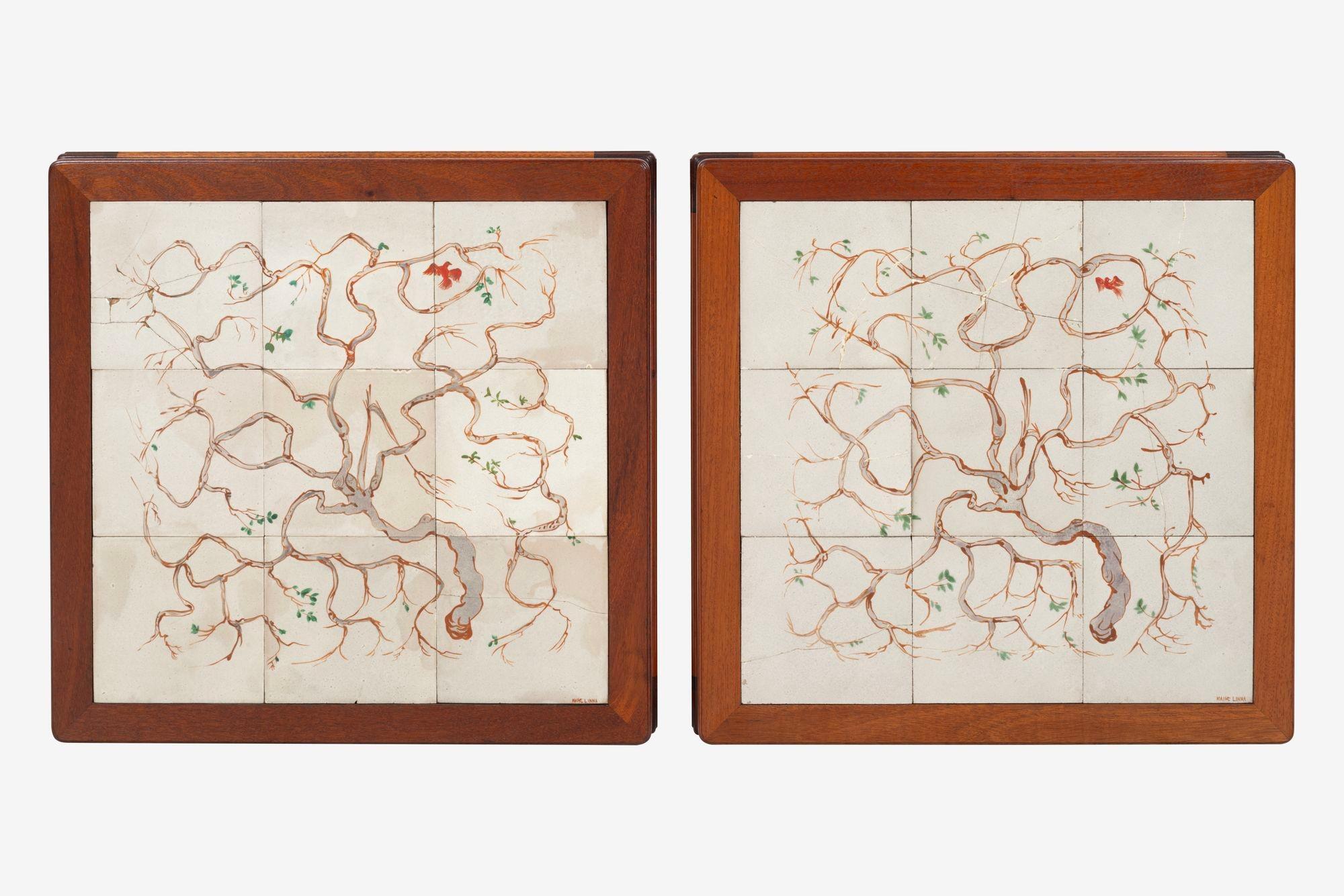 Américain Paire de tables d'appoint Parson par Edward Wormley pour Dunbar avec carreaux peints à la main en vente