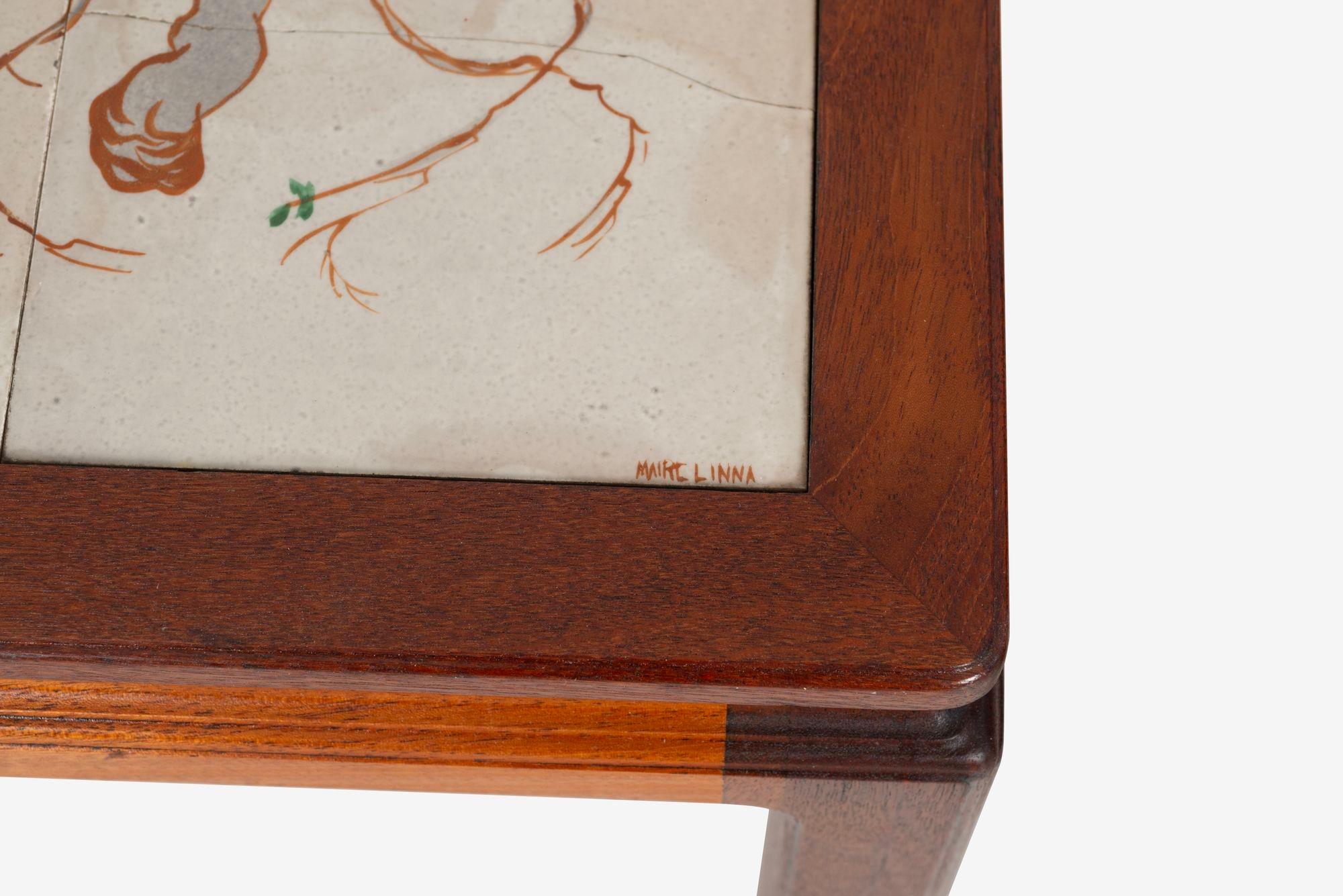 Peint à la main Paire de tables d'appoint Parson par Edward Wormley pour Dunbar avec carreaux peints à la main en vente